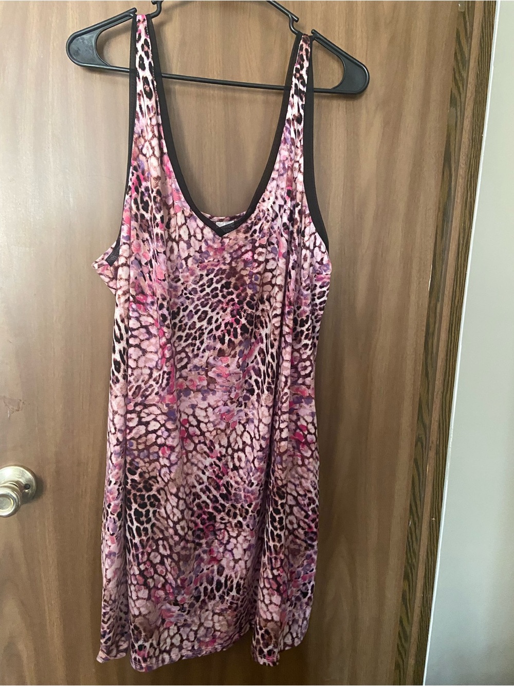 Pink Animal-Print Sleep Chemise with Scoop Neck